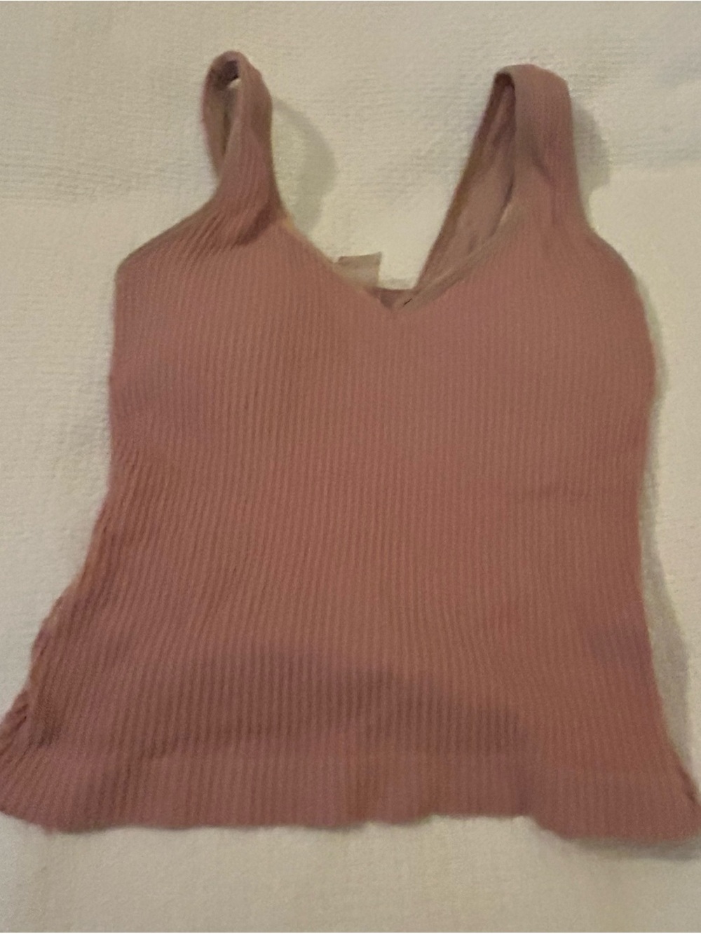 Revival ribbed v-neck crop top rose mauve small